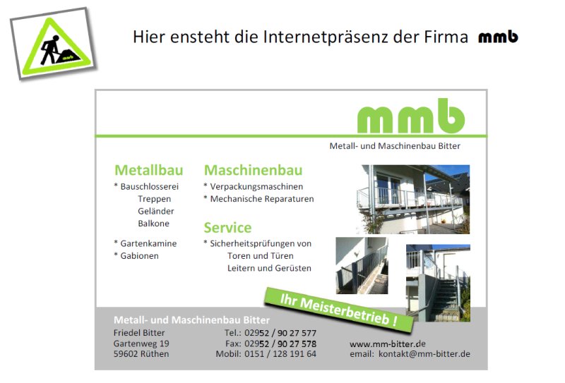 Hier ensteht die Internetpräsenz der Firma mmb